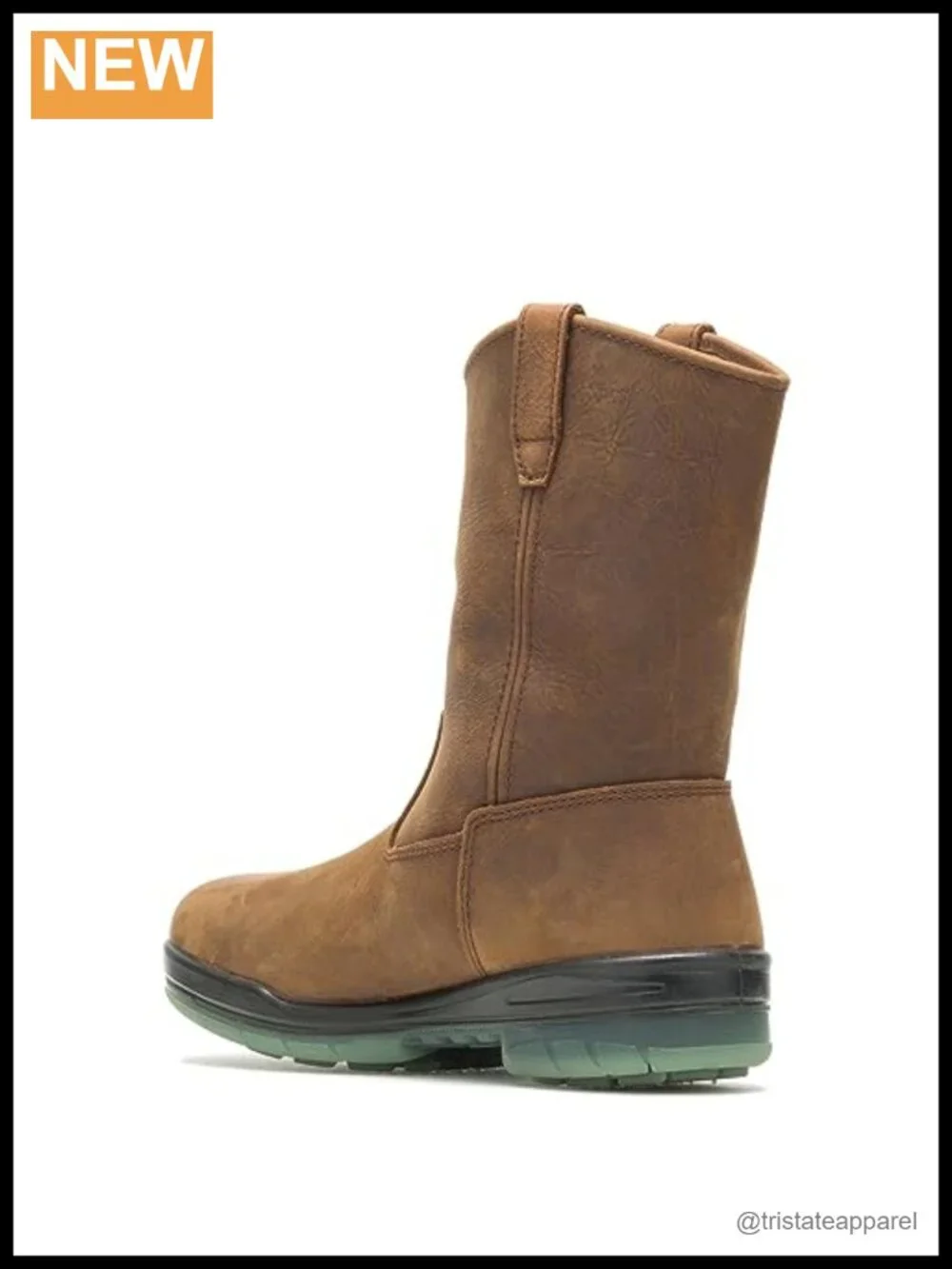Leather Pull-On Mid-Calf Work Boots Slip-Resistant Flat Heel Fall
